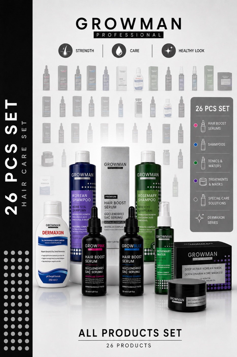 Growman 26 pcs Full Collection contents sheet.